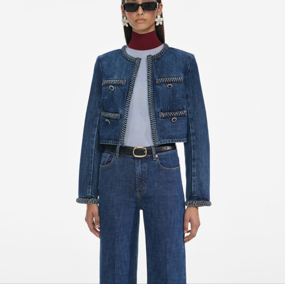 Self Portrait Denim Braided Jacket